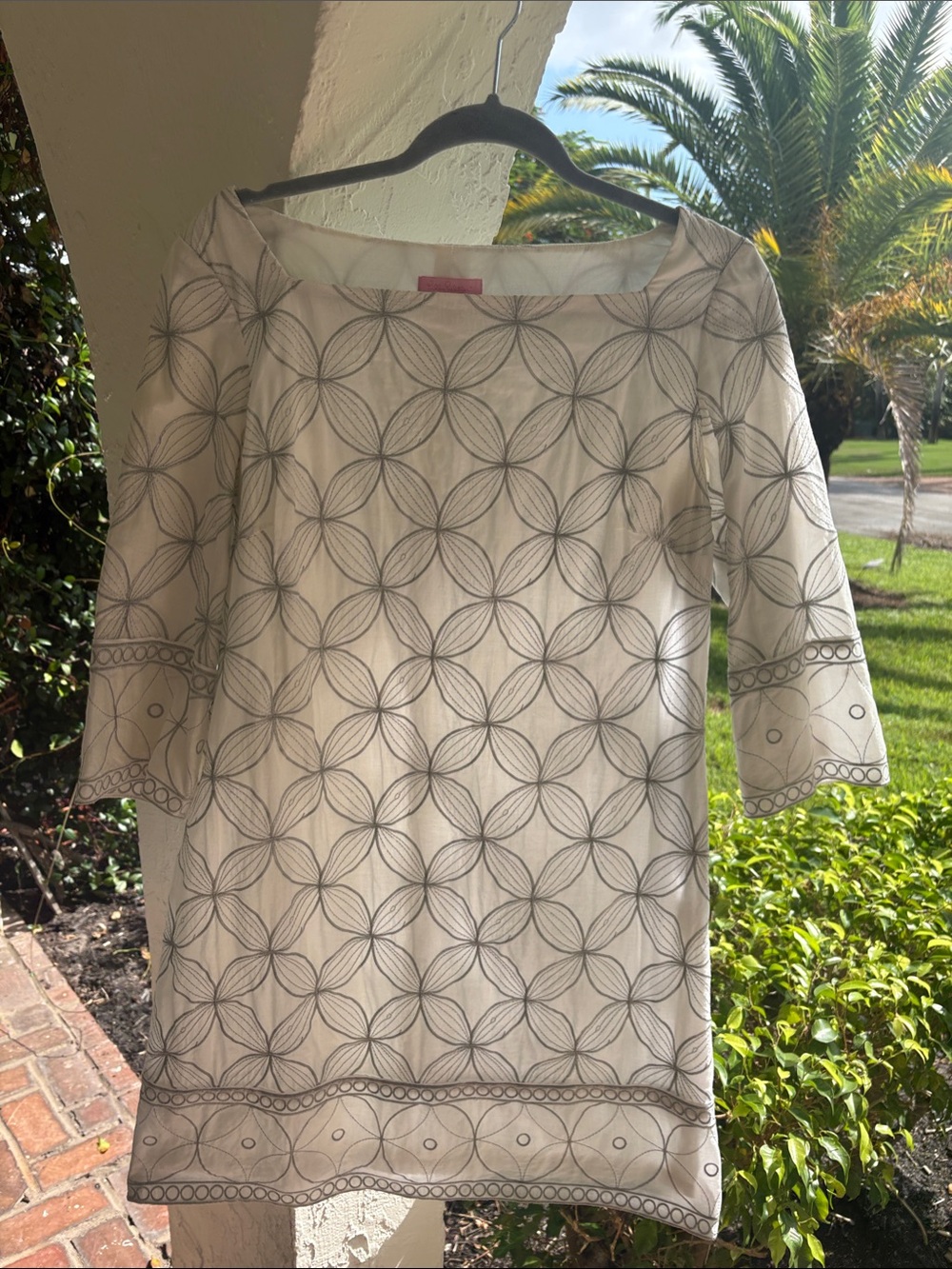 Lilly Pulitzer Cream Tunic Dress with Gray Geometric Print